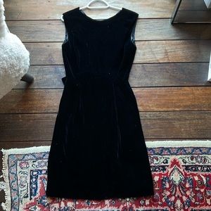 Vintage black velvet dress with bow
